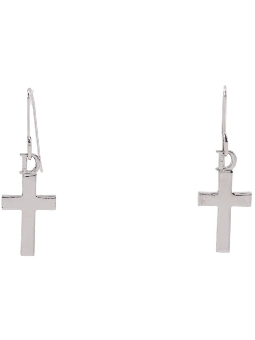 Dior Cross Metal Silver Earrings